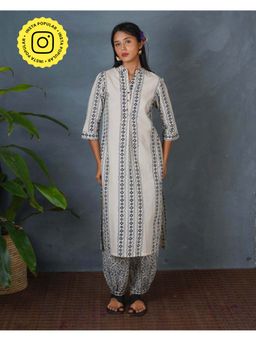 Chidiyaa - Bms Echo Dusk Off White Block Printed Kurta