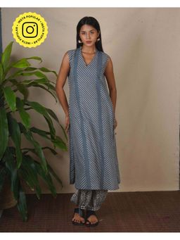 Chidiyaa - Bms Cloud Kiss Grey Block Printed Kurta