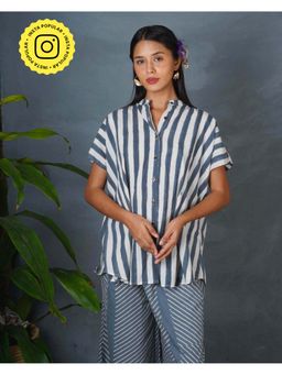 Chidiyaa - Melted Dusk Grey Block Printed Shirt