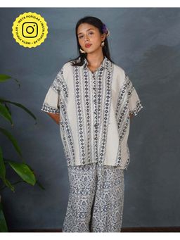 Chidiyaa - Pearl Horizon Off White Block Printed Shirt