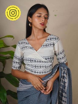 Chidiyaa - Bms Smoke Tide White Block Printed Stitched Blouse