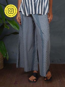 Chidiyaa - Bms Moon Over Lake Grey Block Printed Palazzo
