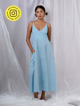 Chidiyaa - Gudiya Blue Hand Block Printed Dress