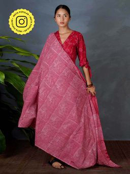 Chidiyaa - Mya Dhara Red Hand Block Printed Dupatta