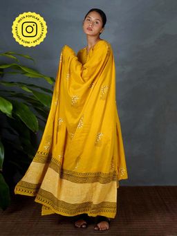 Chidiyaa - Mya Avira Yellow Hand Block Printed Dupatta