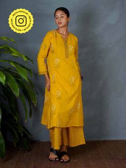 Chidiyaa - Mya Kyra Yellow Hand Block Printed Kurta