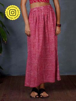 Chidiyaa - Mya Saaya Pink Hand Block Printed Skirt
