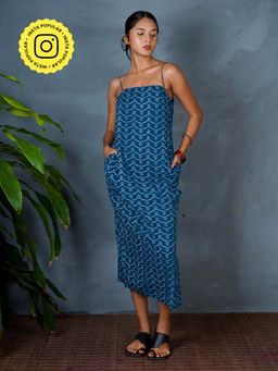 Chidiyaa - Mya Anaya Teal Green Hand Block Printed Dress