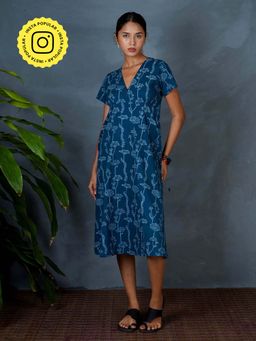 Chidiyaa - Mya Charvi Teal Green Hand Block Printed Dress