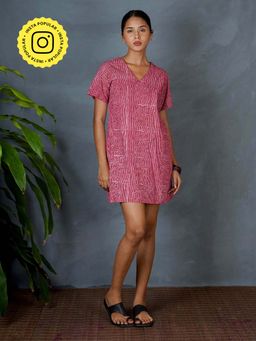 Chidiyaa - Mya Navara Pink Hand Block Printed Dress