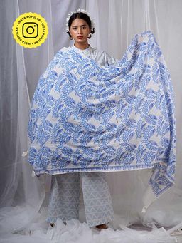 Chidiyaa - Milu Blue Hand Block Printed Dupatta-Bad