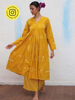 Chidiyaa - Dahlia Block Printed Cotton Kurta with Pant