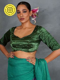 Chidiyaa - Light Within Green Mashru Silk Stitched Blouse