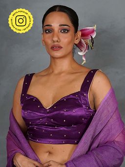 Chidiyaa - Lead Light Purple Mashru Silk Stitched Blouse