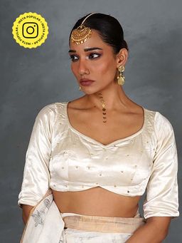 Chidiyaa - Mahira Ivory Mashru Silk Stitched Blouse