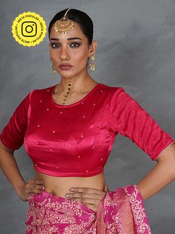 Chidiyaa - Aahana Magenta Pink Mashru Silk Stitched Blouse