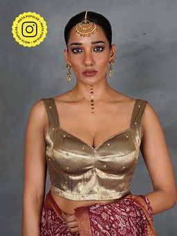 Chidiyaa - Naara Gold Tissue Silk Stitched Blouse