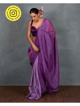 Chidiyaa - Tara Embrace Glow Purple Handwoven Linen Saree