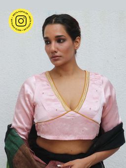 Chidiyaa - Pink Samaira Mashru Silk Blouse