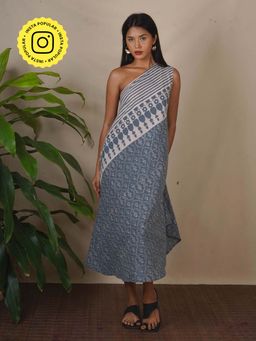 Chidiyaa - Steel Hush Grey Block Printed Dress