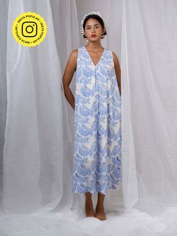 Chidiyaa - Megha White Hand Block Printed Dress