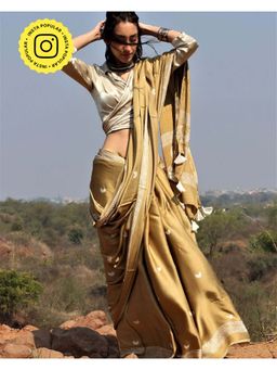 Chidiyaa - Olive Moon Blockprinted Modal Silk Saree
