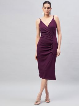 RARE - Purple Shoulder Straps Sheath Midi Dress