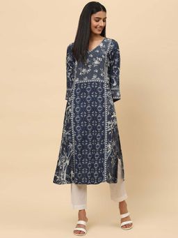 Biba - Navy Straight Kurta