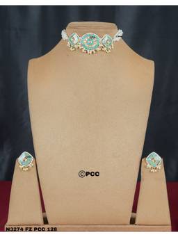 PINKCITY CRAFT - Celestial Bloom Blue Choker with Earrings