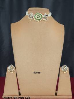 PINKCITY CRAFT - Celestial Bloom Green Choker with Earrings