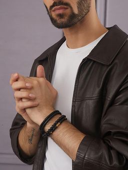 Aatmana - Men Set Of 3 Brass Beaded Wraparound Bracelet