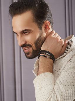 Aatmana - Men Set Of 3 Beaded Elasticated Bracelet