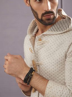 Aatmana - Men Set Of 3 Brass Beaded Elasticated Bracelet