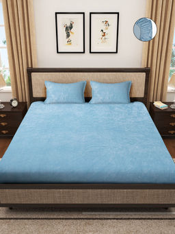 HOSTA HOMES - 280 Tc Fitted Warm Bed Sheet with 2 Pillow Covers Aqua (King)