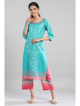 Aurelia - Navigate Green Cotton Printed Kurta