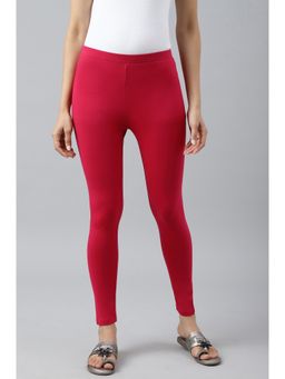 W - Pink Rose Solid Knitted Women's Leggings
