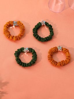 Estele - Multicolor Compact Type Hair Rubber Bands for Women or Girl Pack of 4