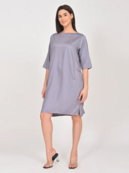 Saltpetre - Women Grey Boat Neck Knee Length Dress