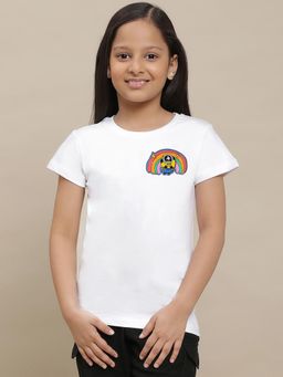 Kidsville - Minions Printed White T-Shirt for Girls