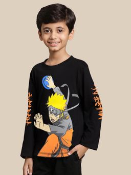 Kidsville - Naruto Printed Black T-Shirt for Boys