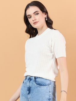 CLAPTON - White Women's Wool Blend Knitted T-Shirt