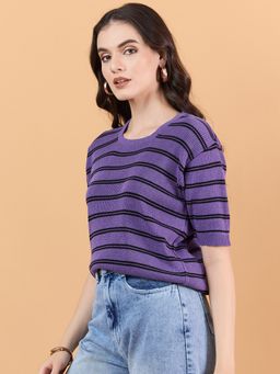 CLAPTON - Purple Women's Wool Blend Knitted T-Shirt