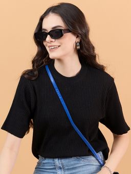 CLAPTON - Black Women's Wool Blend Knitted T-Shirt