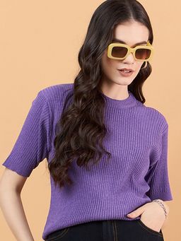CLAPTON - Purple Women's Wool Blend Knitted T-Shirt