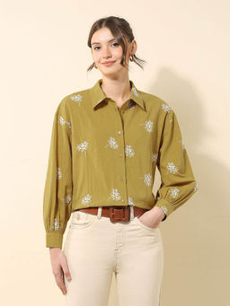 U.S. POLO ASSN. - Floral Embroidered Dobby Shirt