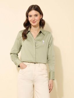 U.S. POLO ASSN. - Green Satin Regular Fit Shirt