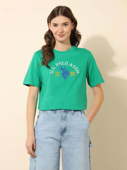 U.S. POLO ASSN. - Green Boxy Fit Half Sleeve T-Shirt