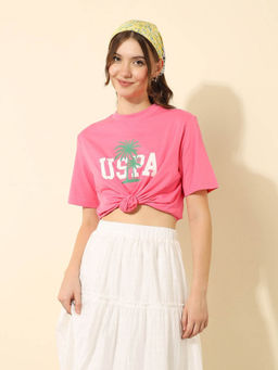U.S. POLO ASSN. - Pink Boxy Fit Half Sleeve T-Shirt