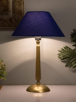 Homesake - Cubist Gold Table Lamp With Blue Shade