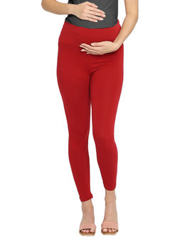 Zelena - High Waisted Red Maternity Leggings